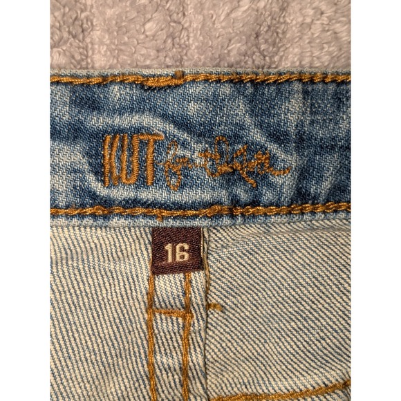 KUT‎ from the Kloth Catherine Boyfriend Jeans Distressed Denim Size 16 NWT - Picture 3 of 12